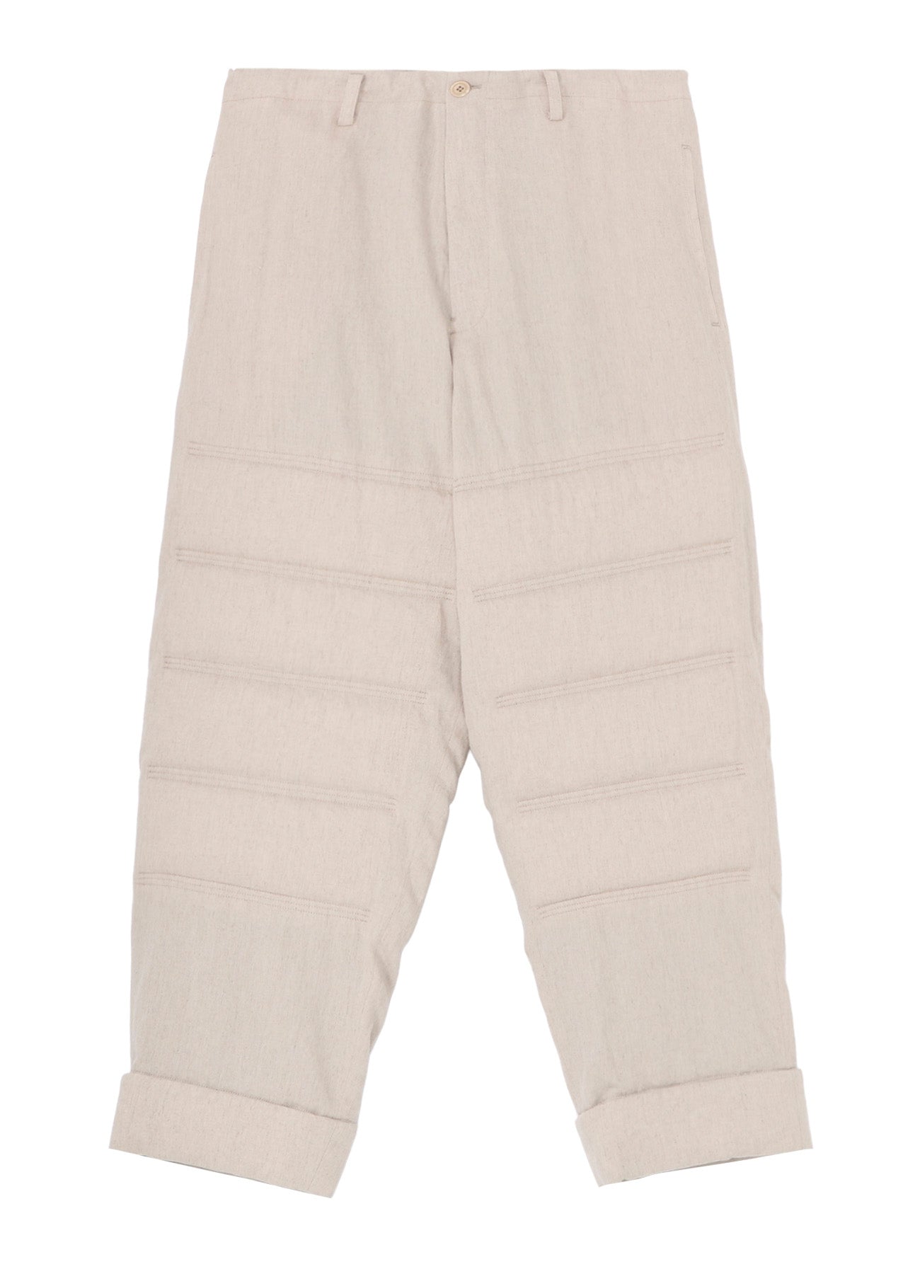 LINEN/COTTON PLAID HORIZONTAL PADDED PANTS