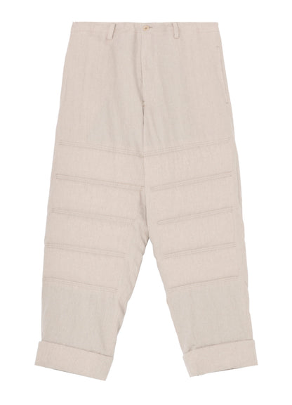LINEN/COTTON PLAID HORIZONTAL PADDED PANTS