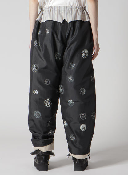 LINEN/COTTON PLAID HORIZONTAL PADDED PANTS