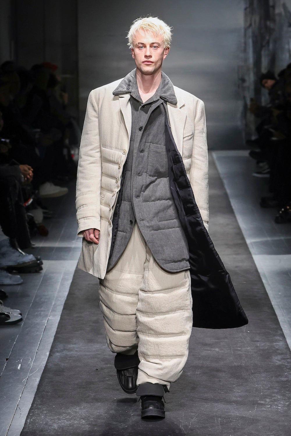 LINEN/COTTON PLAID HORIZONTAL PADDED PANTS – THE SHOP YOHJI YAMAMOTO