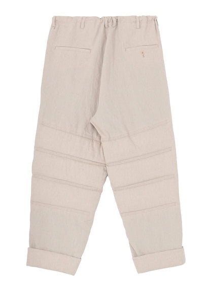 LINEN/COTTON PLAID HORIZONTAL PADDED PANTS