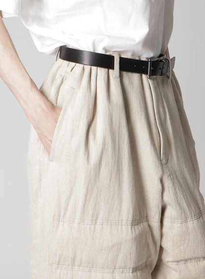 LINEN/COTTON PLAID HORIZONTAL PADDED PANTS