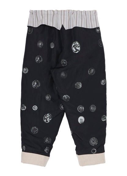 LINEN/COTTON PLAID HORIZONTAL PADDED PANTS