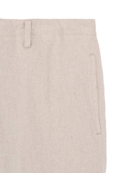 LINEN/COTTON PLAID HORIZONTAL PADDED PANTS