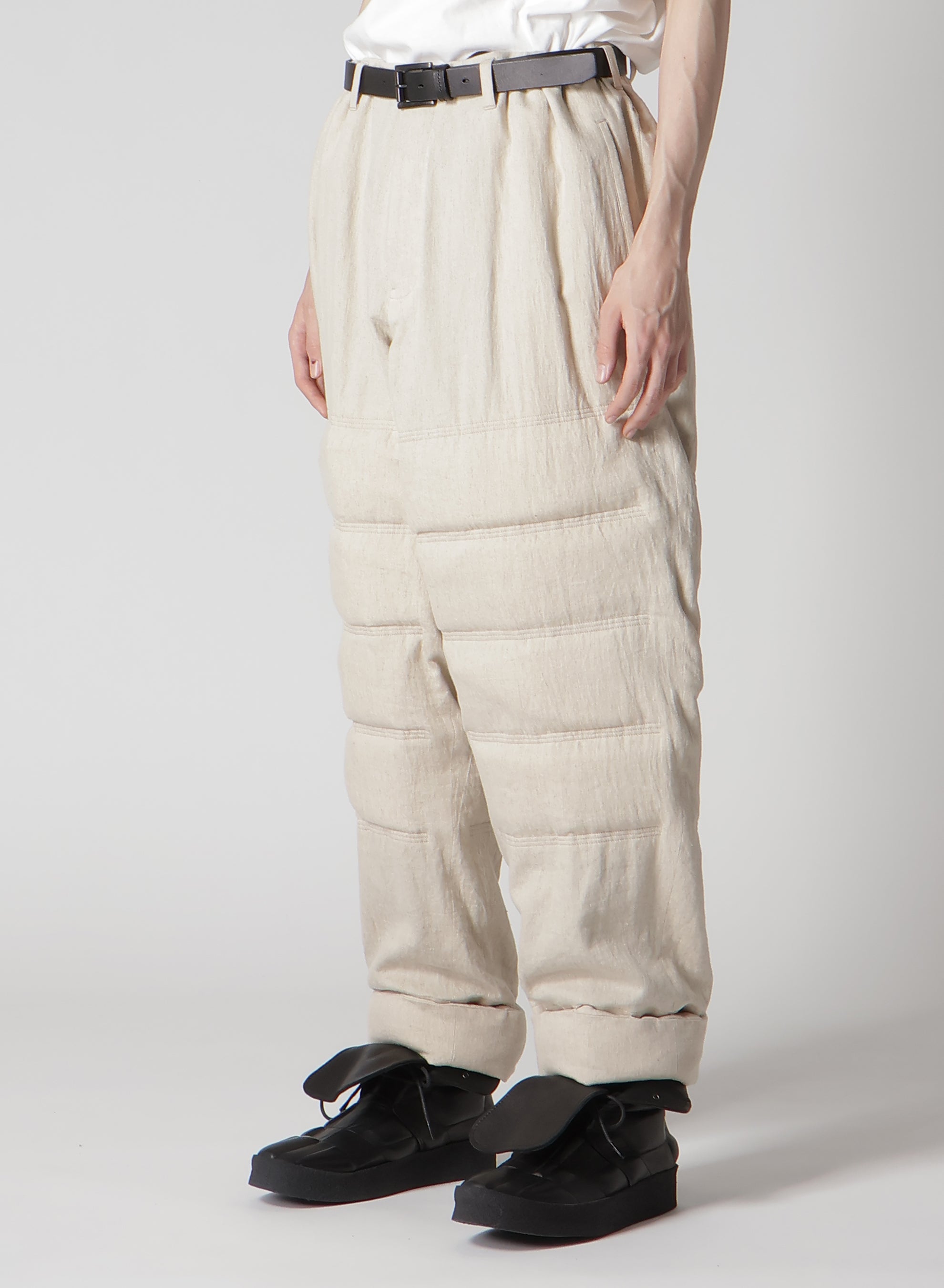 LINEN/COTTON PLAID HORIZONTAL PADDED PANTS – THE SHOP YOHJI YAMAMOTO
