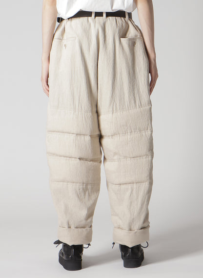 LINEN/COTTON PLAID HORIZONTAL PADDED PANTS