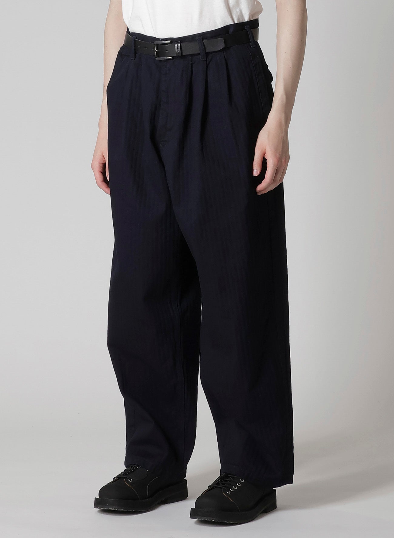 BLACK SCANDAL HERRINGBONE DENIM SIDE TAPE DETAIL PANTS