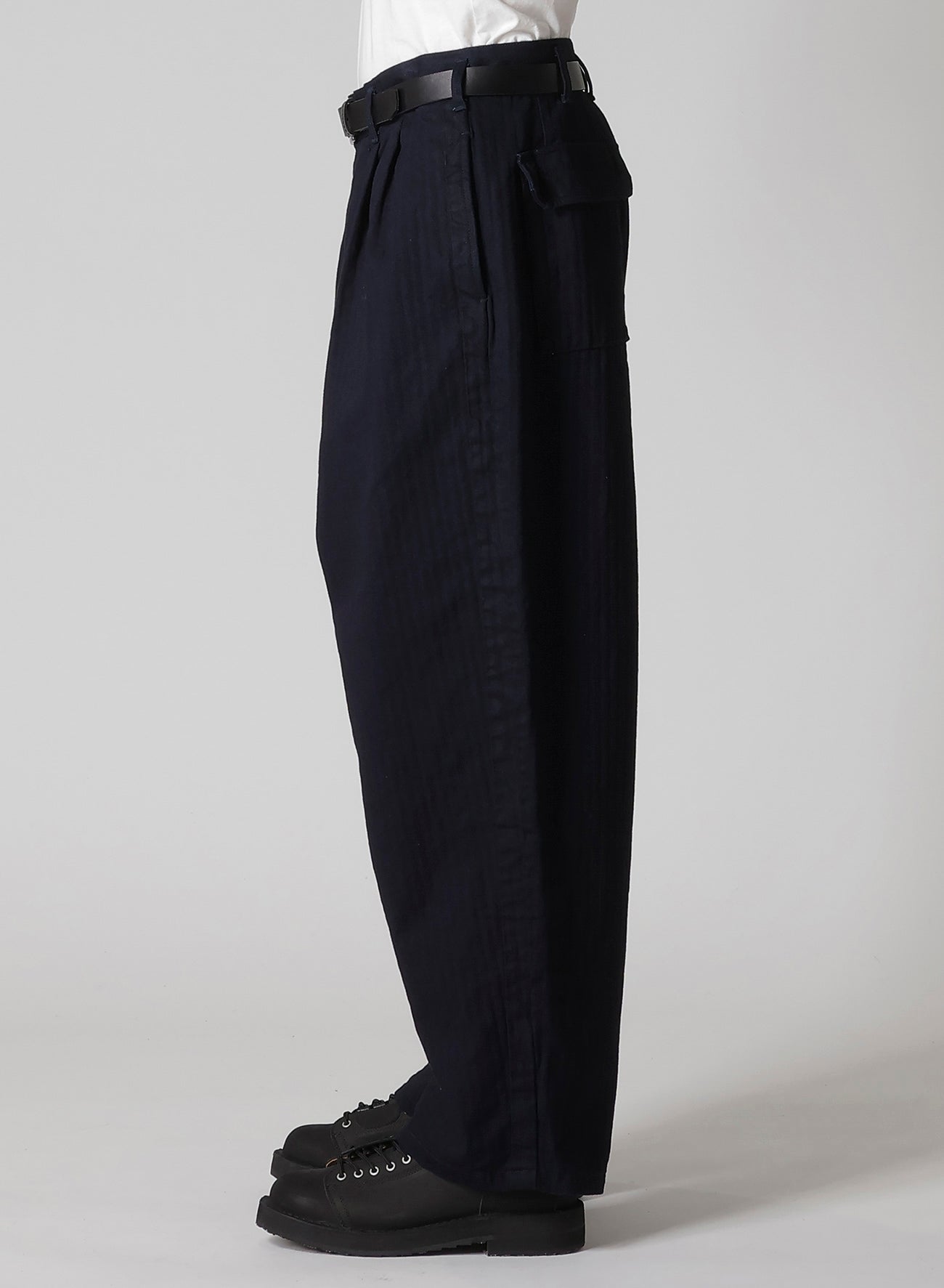 BLACK SCANDAL HERRINGBONE DENIM SIDE TAPE DETAIL PANTS