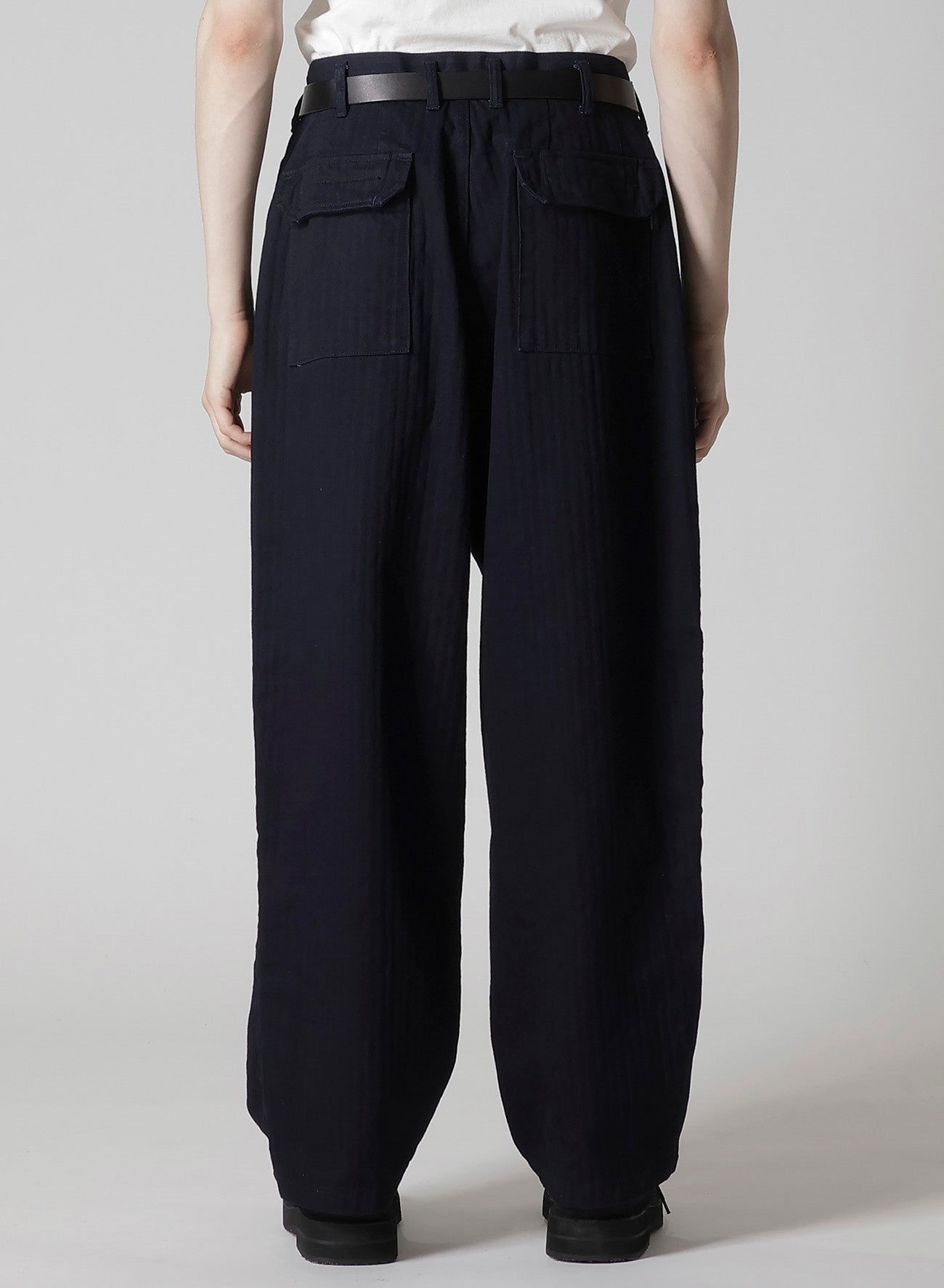BLACK SCANDAL HERRINGBONE DENIM SIDE TAPE DETAIL PANTS