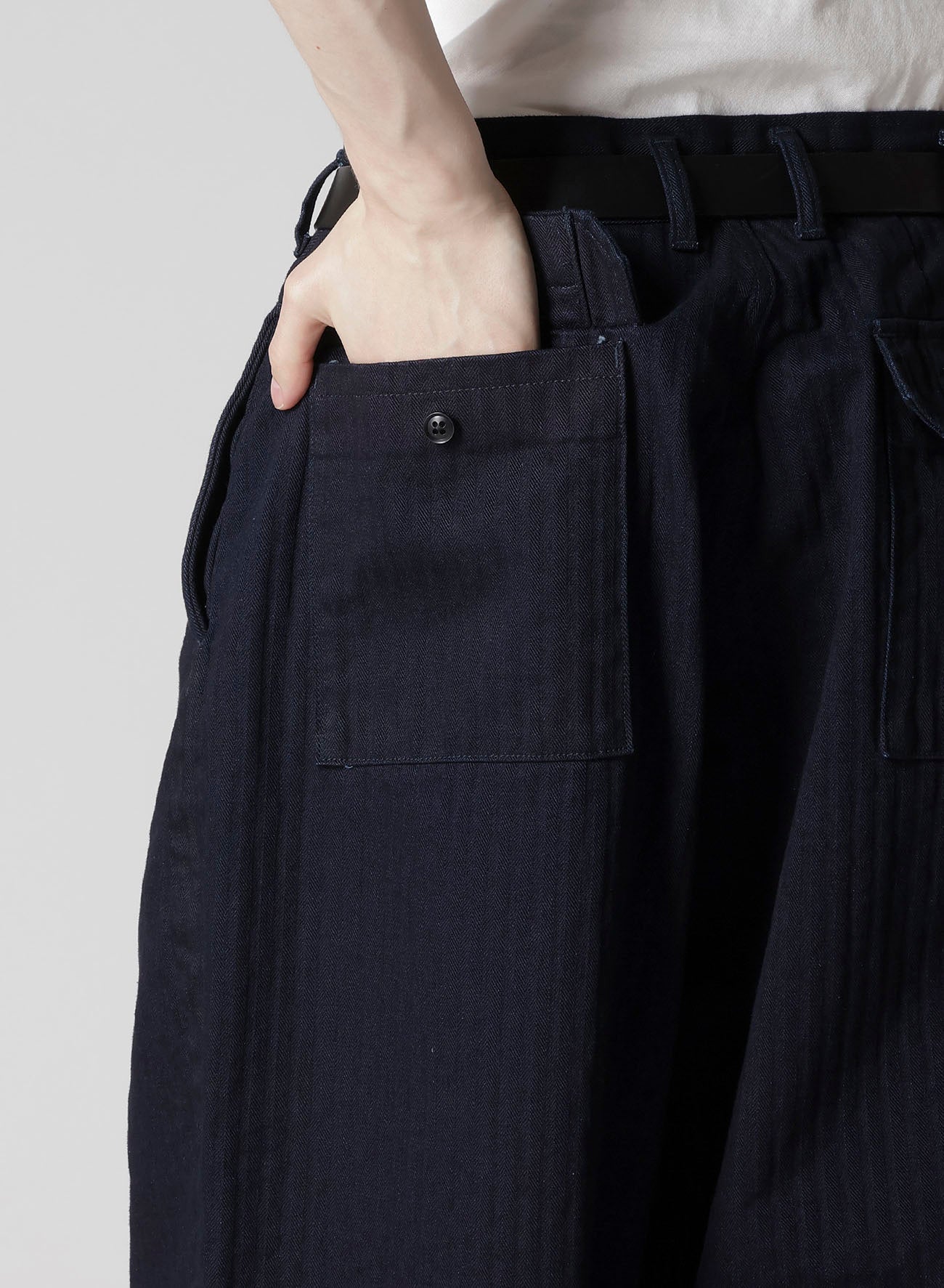 BLACK SCANDAL HERRINGBONE DENIM SIDE TAPE DETAIL PANTS