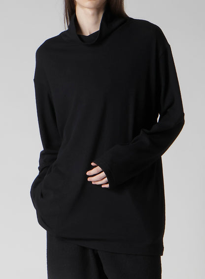 SUPER 120 WOOL SINGLE JERSEY TURTLE NECK LS TEE