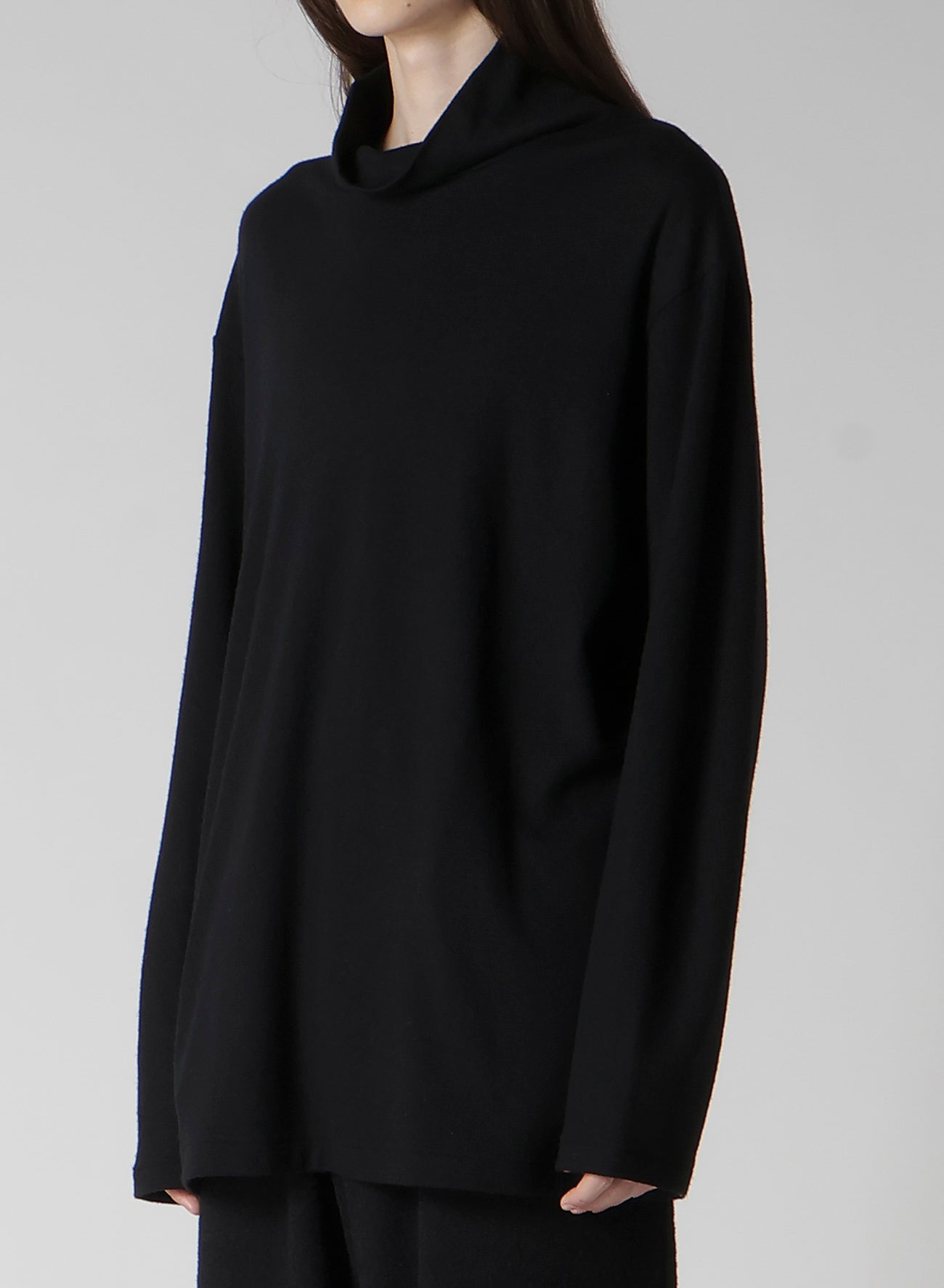 SUPER 120 WOOL SINGLE JERSEY TURTLE NECK LS TEE