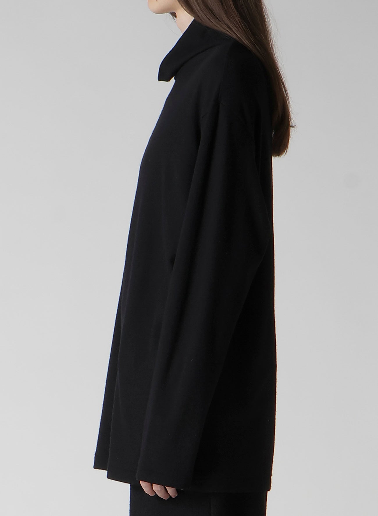 SUPER 120 WOOL SINGLE JERSEY TURTLE NECK LS TEE