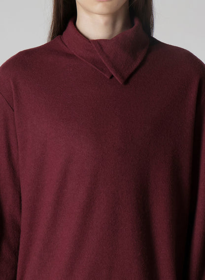 SUPER 120 WOOL SINGLE JERSEY LAYERED HIGK NECK TEE