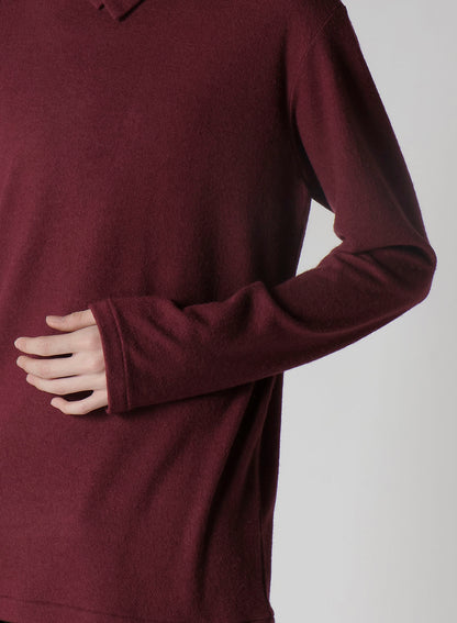 SUPER 120 WOOL SINGLE JERSEY LAYERED HIGK NECK TEE