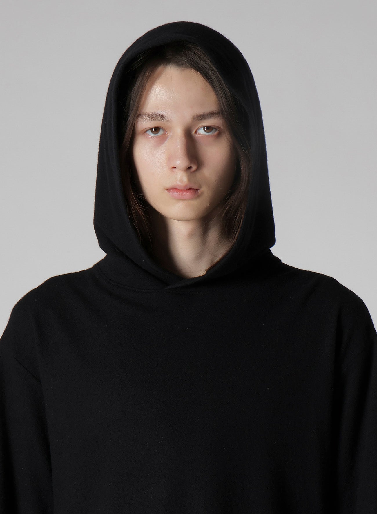 SUPER 120 WOOL SINGLE JERSEY HOODED LS TEE