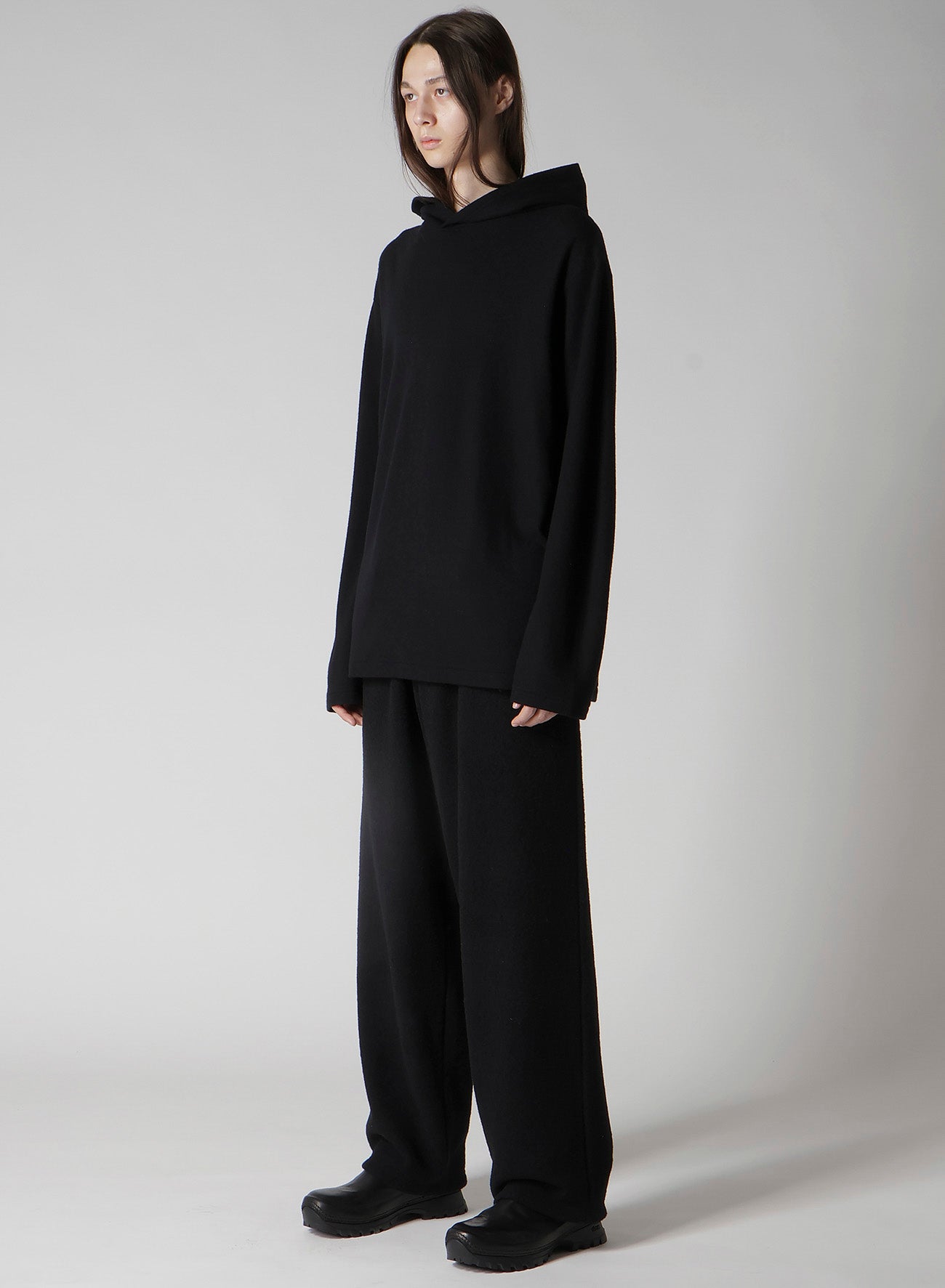 SUPER 120 WOOL SINGLE JERSEY HOODED LS TEE