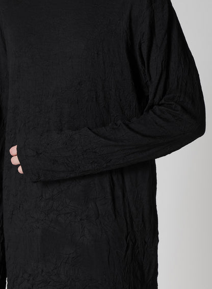 WASHABLE WOOL JERSEY ROUND NECK LONG SLV T