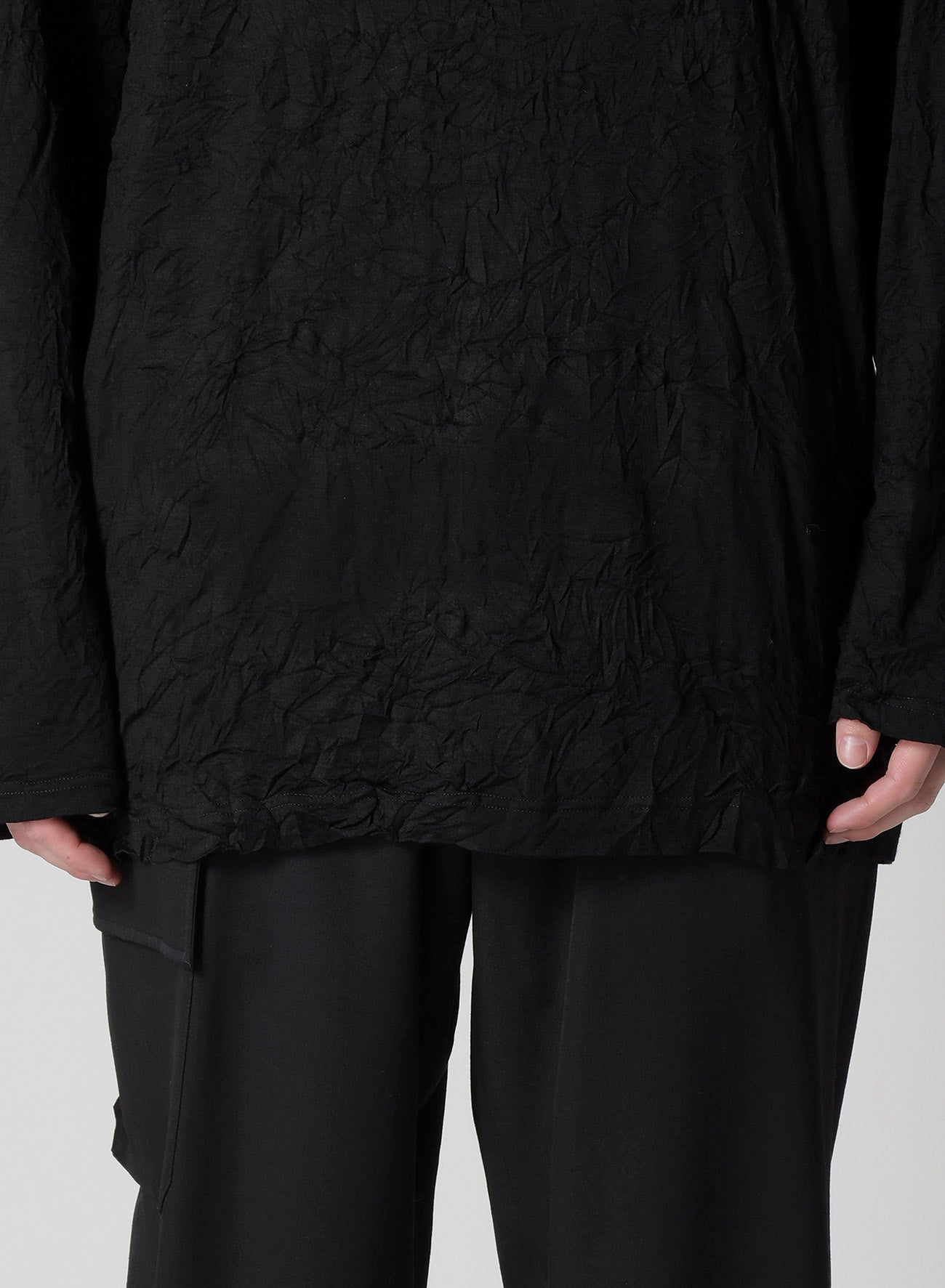 WASHABLE WOOL JERSEY ROUND NECK LONG SLV T