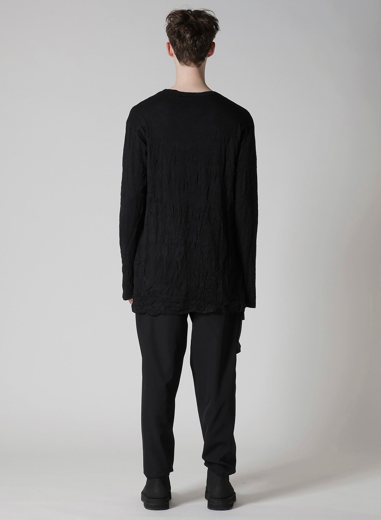 WASHABLE WOOL JERSEY ROUND NECK LONG SLV T