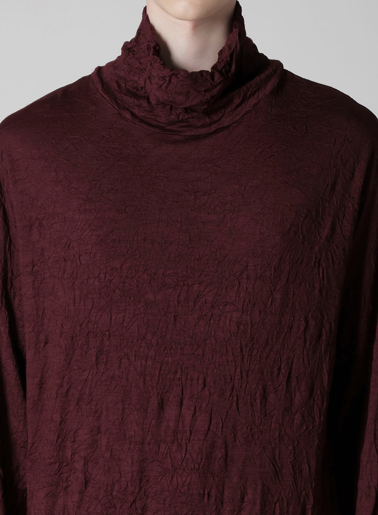WASHABLE WOOL JERSEY TURTLE NECK LONG SLV T