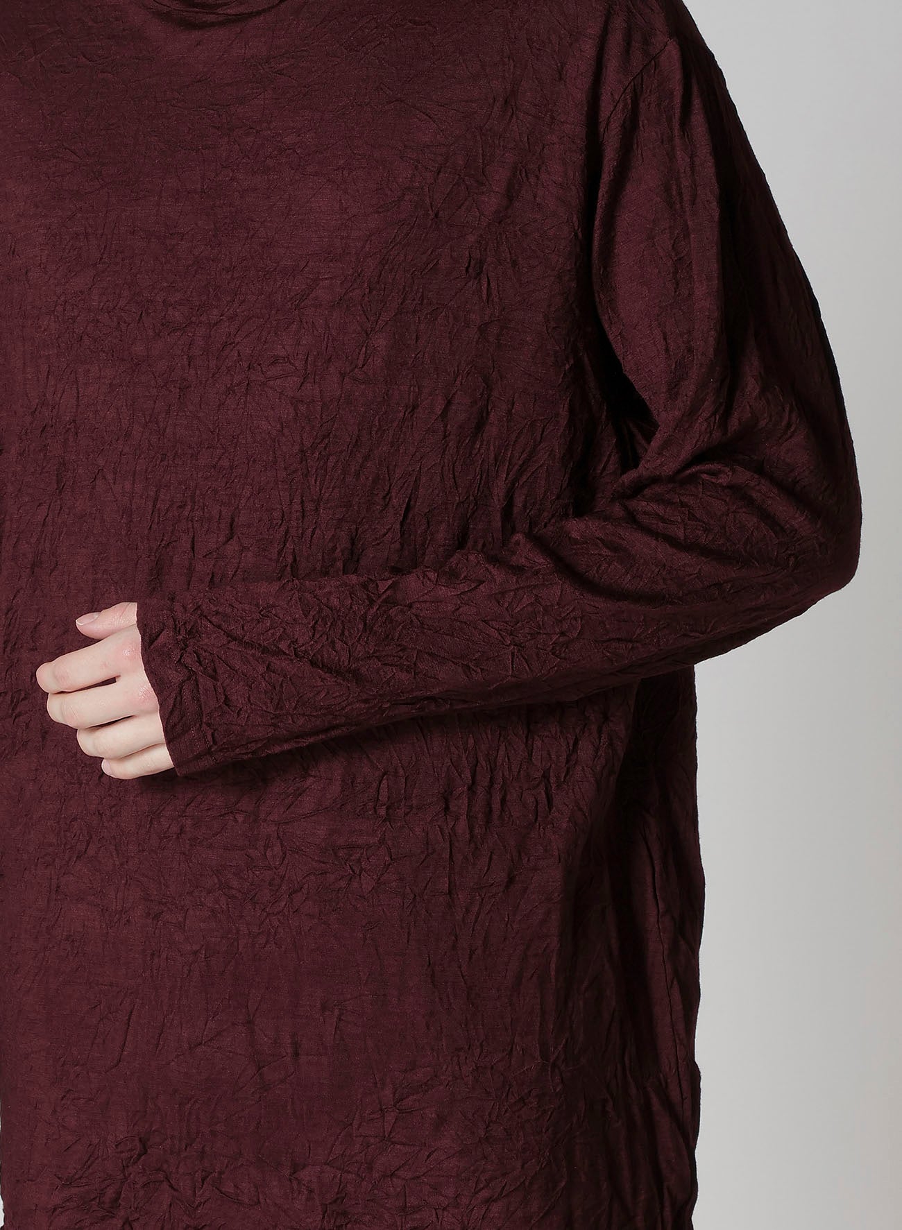 WASHABLE WOOL JERSEY TURTLE NECK LONG SLV T
