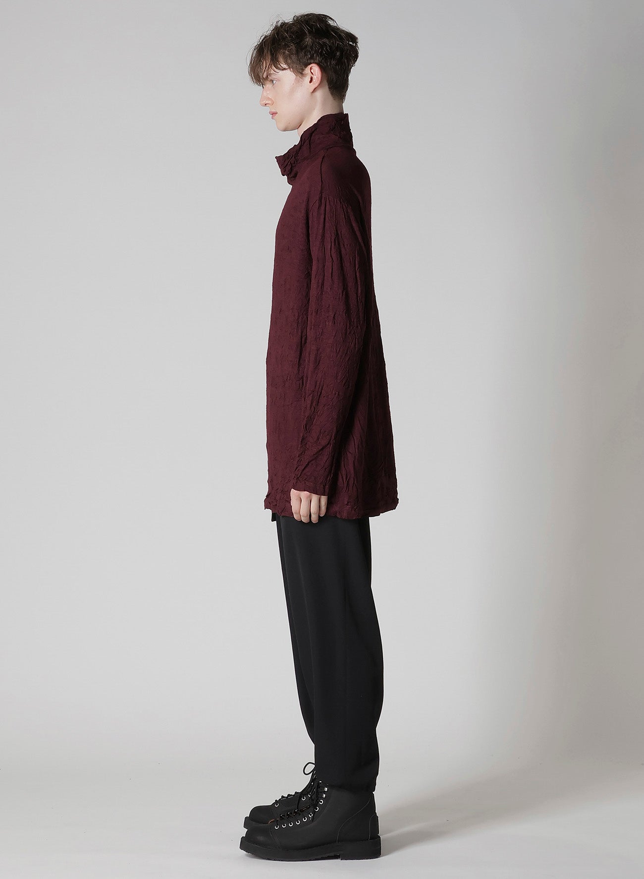 WASHABLE WOOL JERSEY TURTLE NECK LONG SLV T