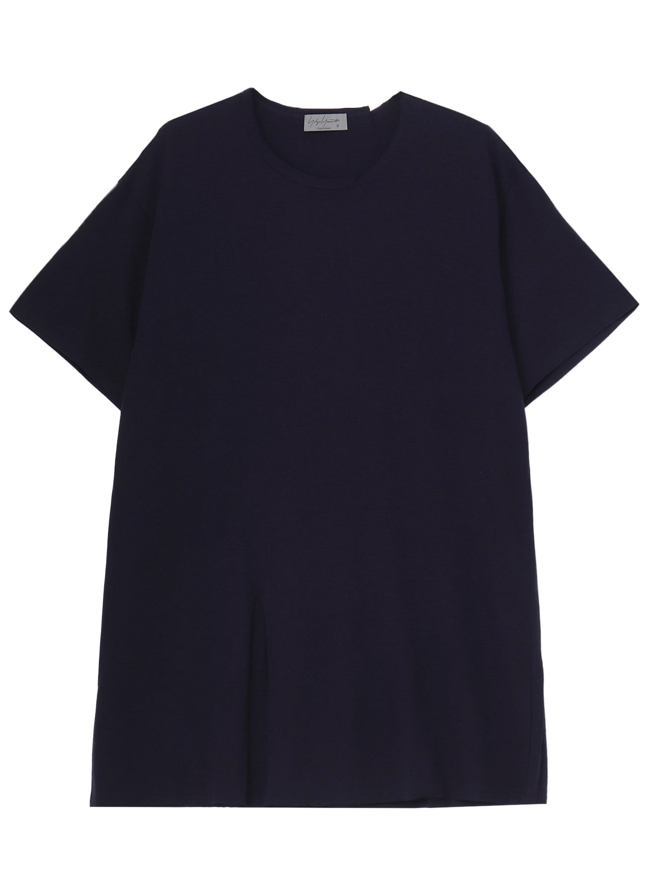 WOOL MIX SINGLE JERSEY SLIT ROUND NECK T