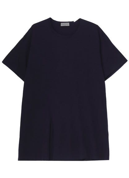 WOOL MIX SINGLE JERSEY SLIT ROUND NECK T