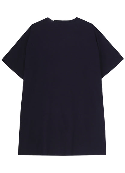 WOOL MIX SINGLE JERSEY SLIT ROUND NECK T
