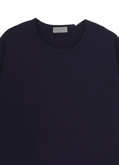 WOOL MIX SINGLE JERSEY SLIT ROUND NECK T