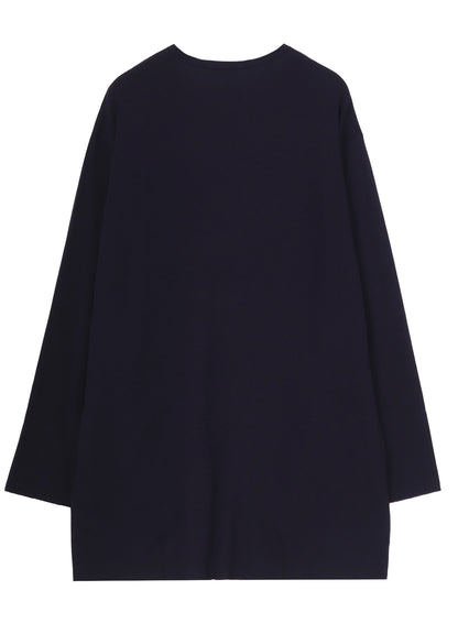 WOOL MIX SINGLE JERSEY SLIT ROUND NECK T