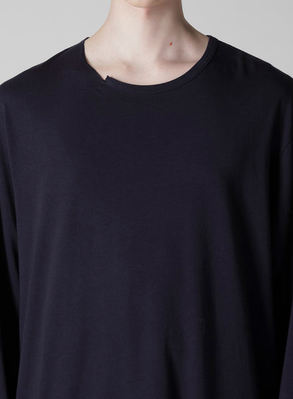 WOOL MIX SINGLE JERSEY SLIT ROUND NECK T