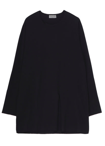 WOOL MIX SINGLE JERSEY SLIT ROUND NECK T