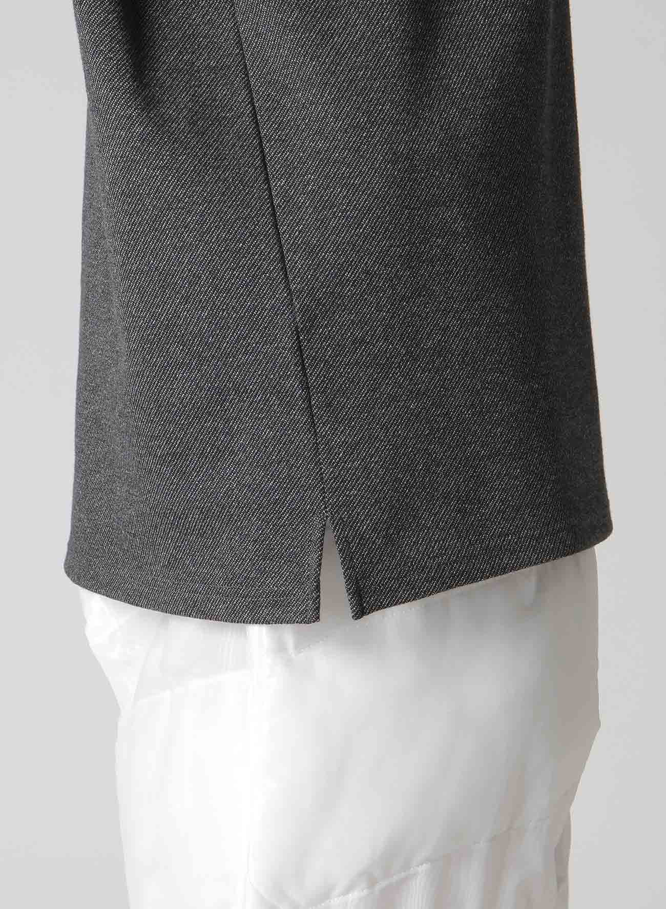 C/W TWILL JERSEY PADDED COLLAR HALF ZIP LONG BLOUSE