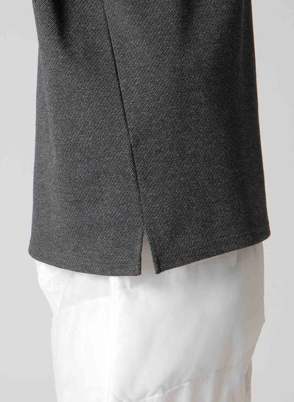 C/W TWILL JERSEY PADDED COLLAR HALF ZIP LONG BLOUSE
