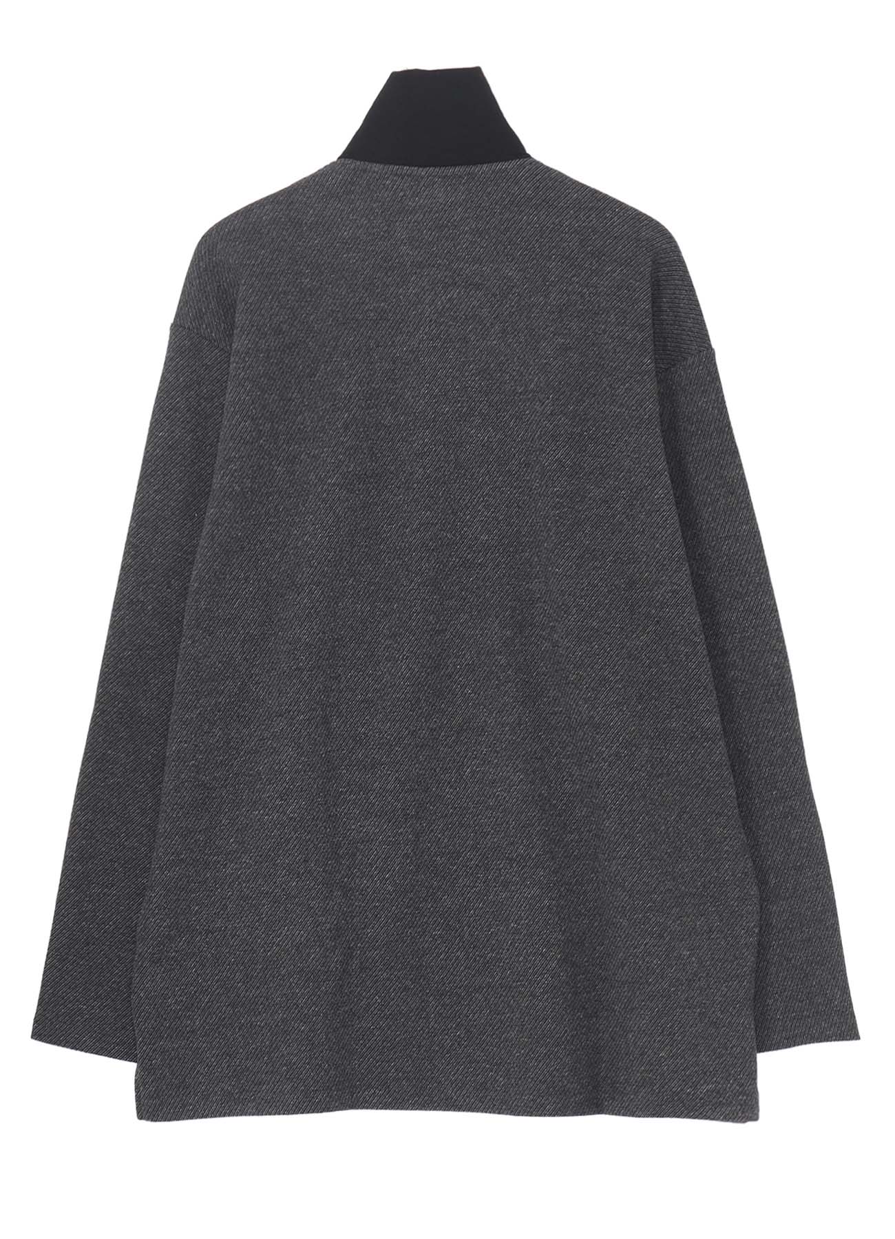 C/W TWILL JERSEY PADDED COLLAR HALF ZIP LONG BLOUSE