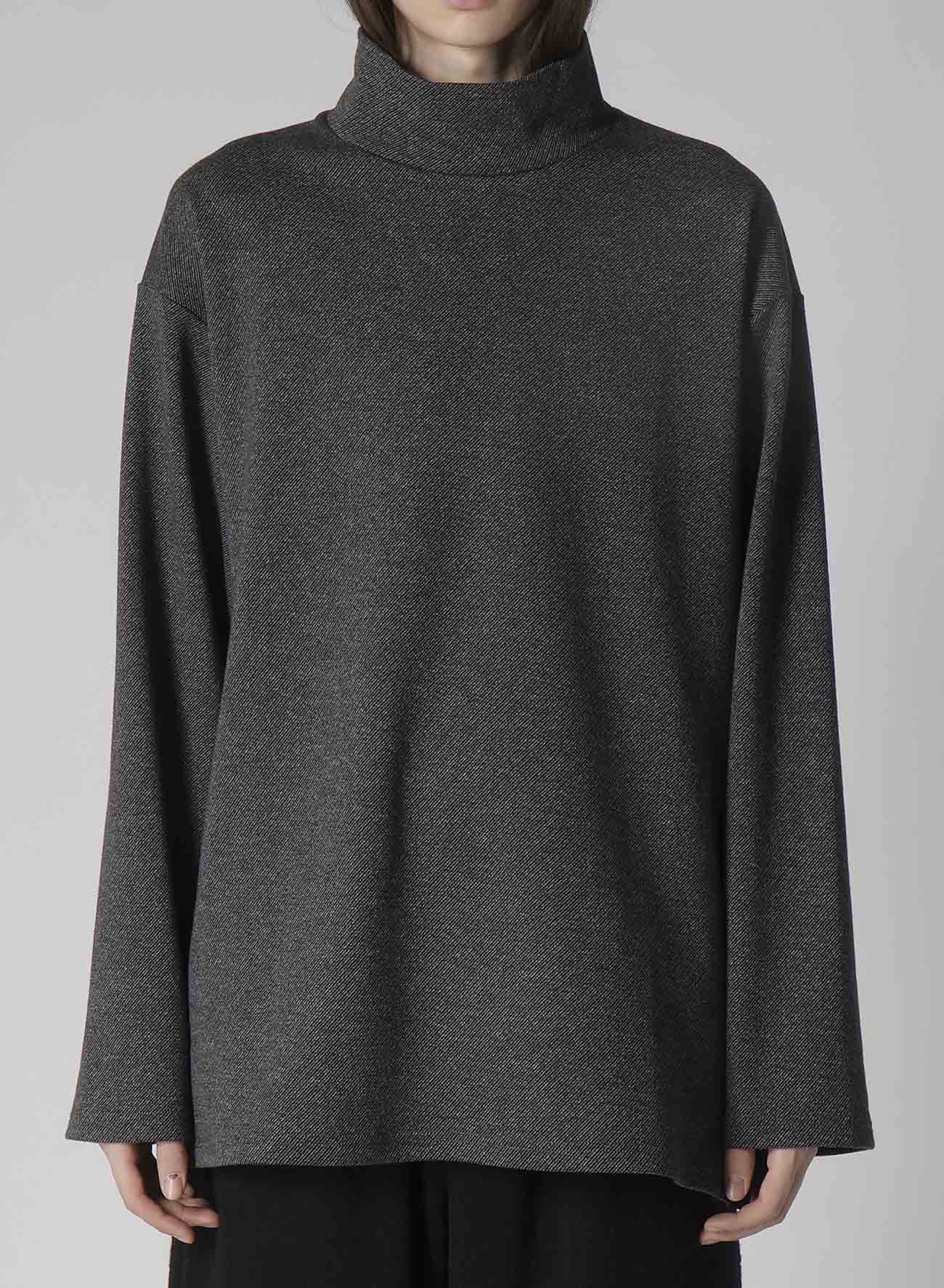 COTTON WOOL TWILL JERSEY SIDE SLIT PADDED HIGH NECK PO