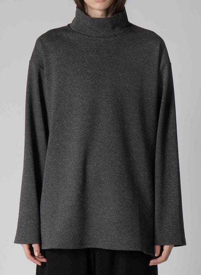 COTTON WOOL TWILL JERSEY SIDE SLIT PADDED HIGH NECK PO