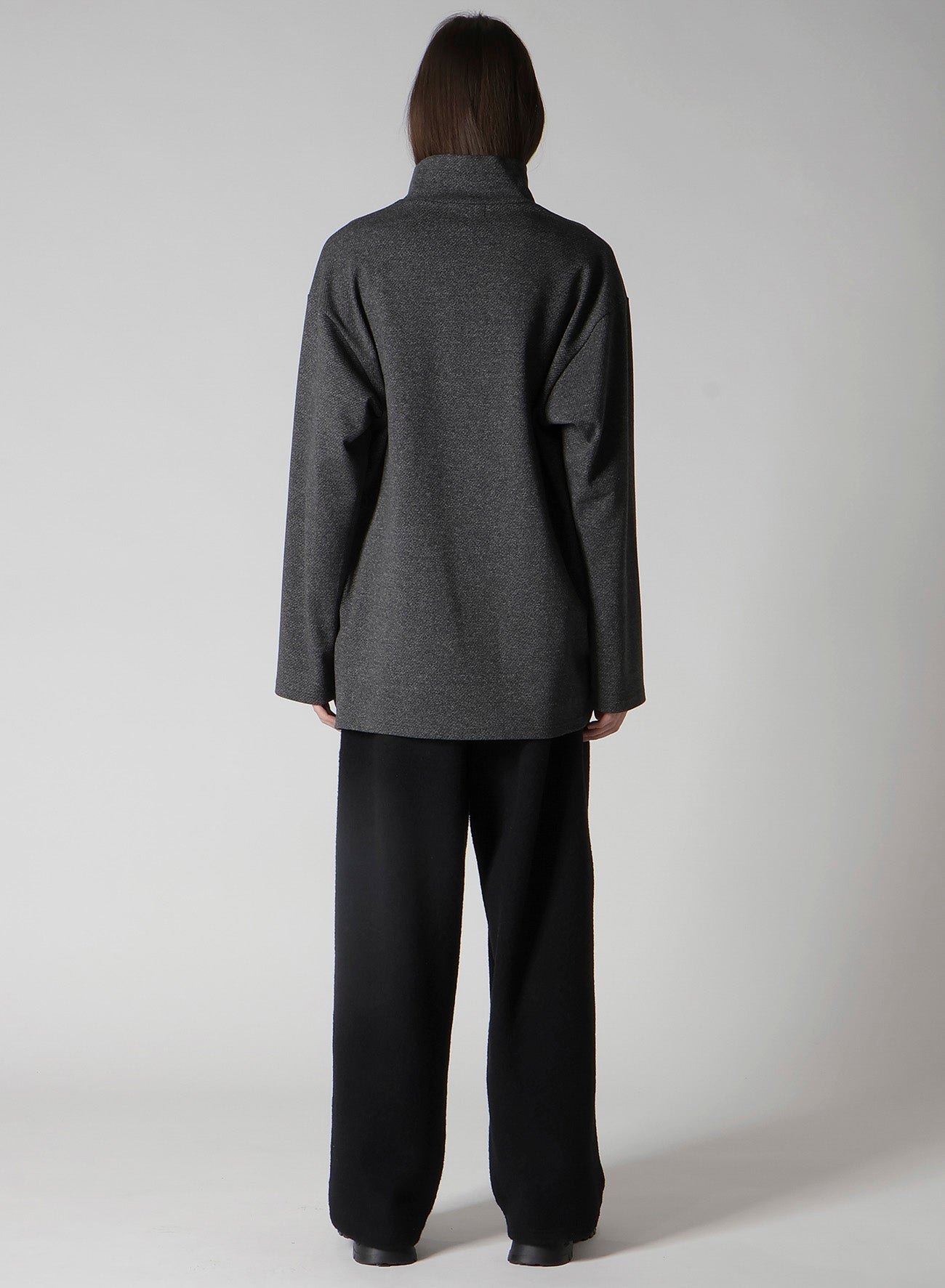 COTTON WOOL TWILL JERSEY SIDE SLIT PADDED HIGH NECK PO