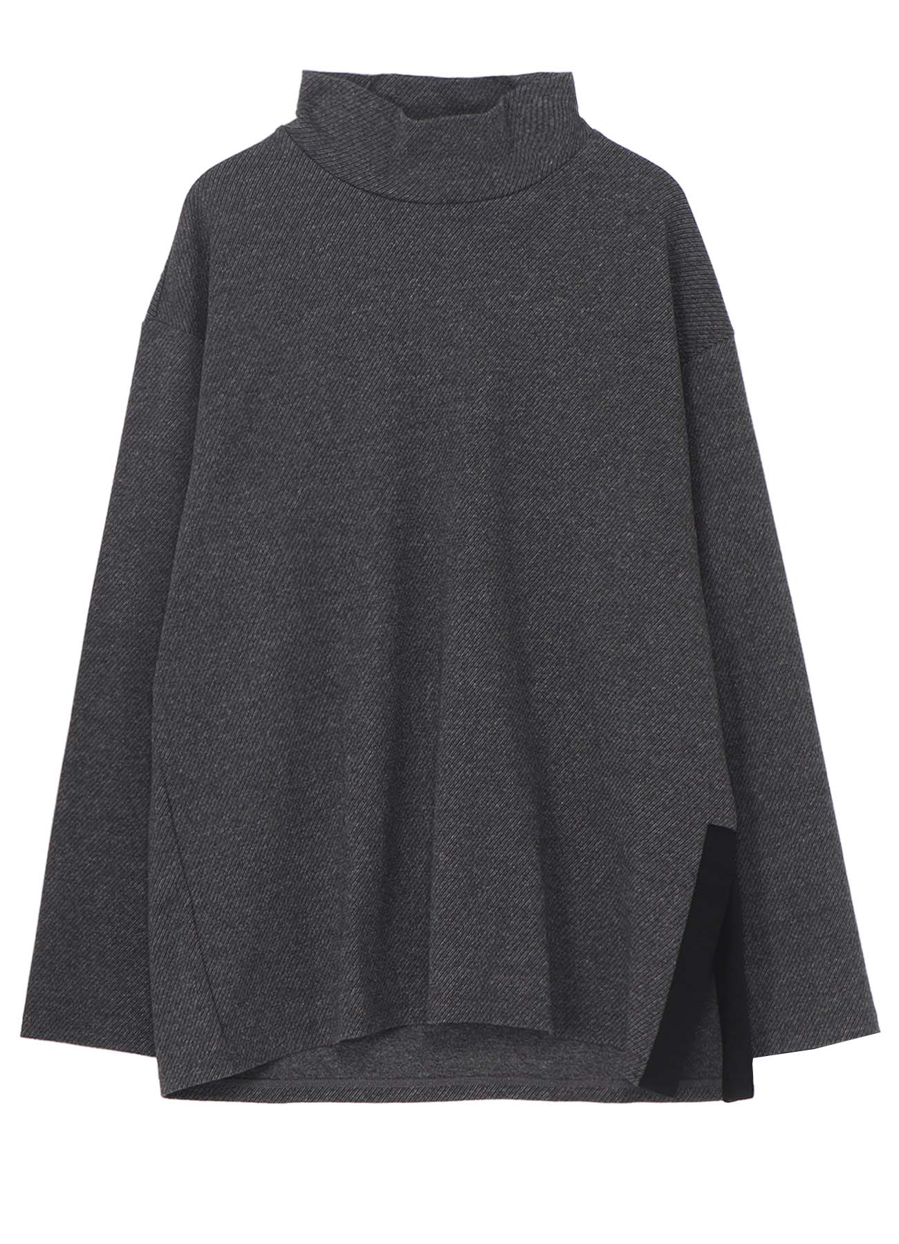 COTTON WOOL TWILL JERSEY SIDE SLIT PADDED HIGH NECK PO
