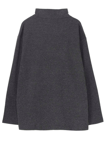COTTON WOOL TWILL JERSEY SIDE SLIT PADDED HIGH NECK PO