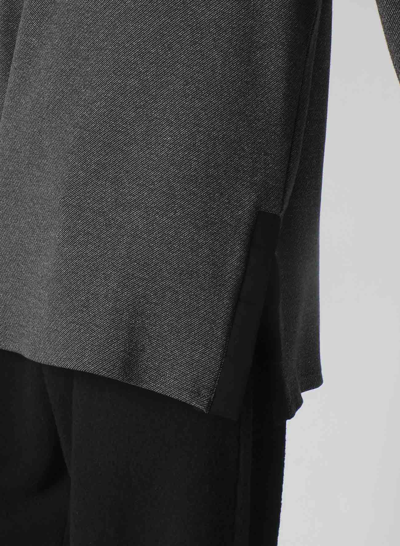 COTTON WOOL TWILL JERSEY SIDE SLIT PADDED HIGH NECK PO