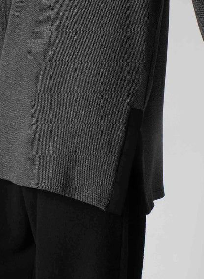 COTTON WOOL TWILL JERSEY SIDE SLIT PADDED HIGH NECK PO