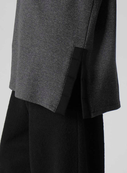 COTTON WOOL TWILL JERSEY SIDE SLIT PADDED HIGH NECK PO