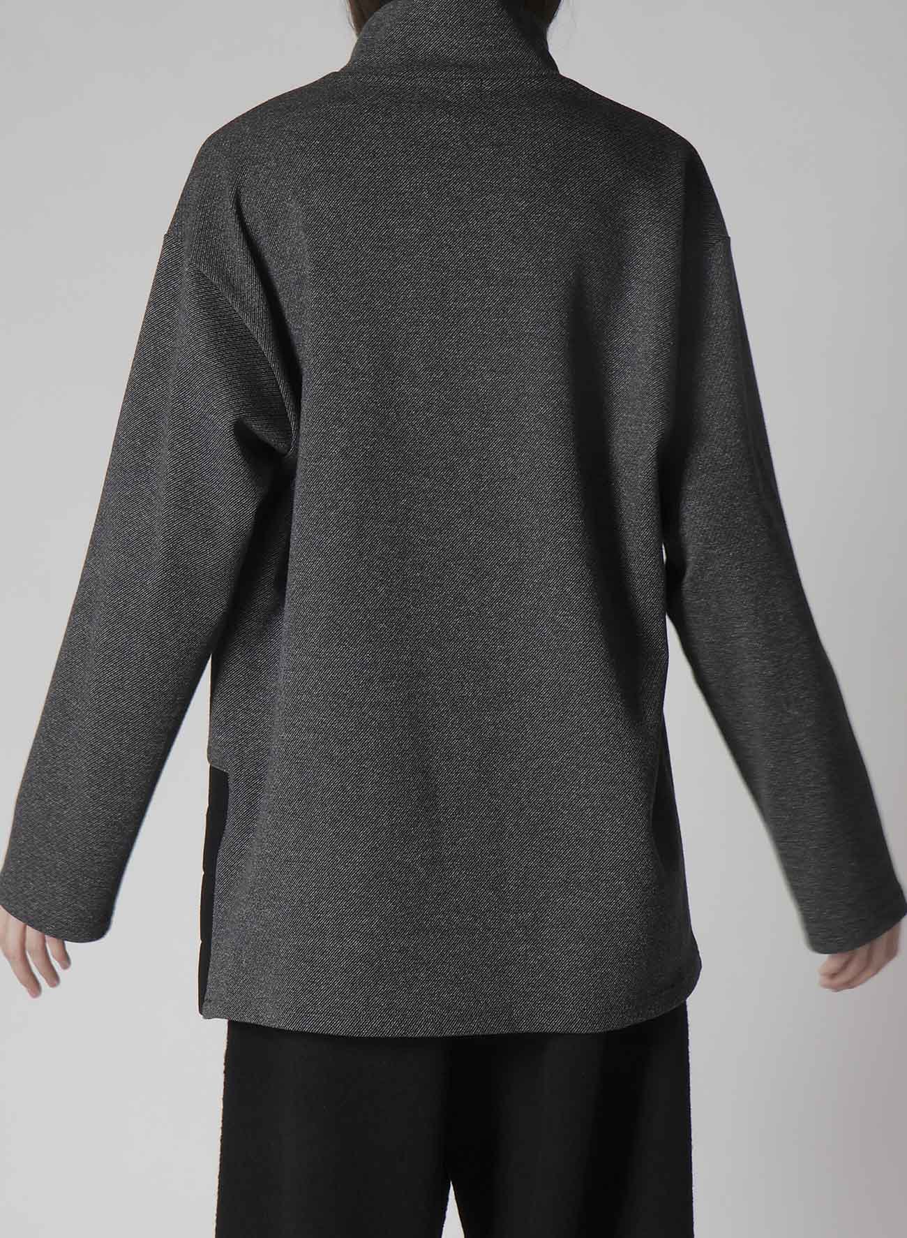 COTTON WOOL TWILL JERSEY SIDE SLIT PADDED HIGH NECK PO