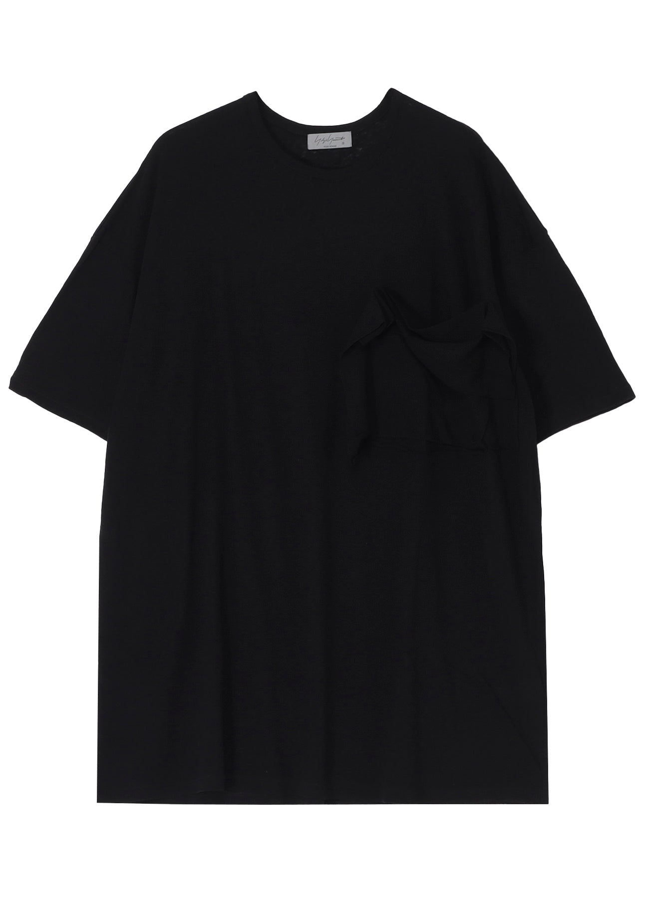 COTTON SILK NOIR GAUZE JERSEY POCKET DETAIL SHORT SLV T