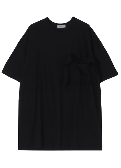 COTTON SILK NOIR GAUZE JERSEY POCKET DETAIL SHORT SLV T