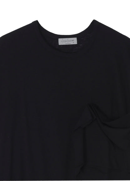 COTTON SILK NOIR GAUZE JERSEY POCKET DETAIL SHORT SLV T