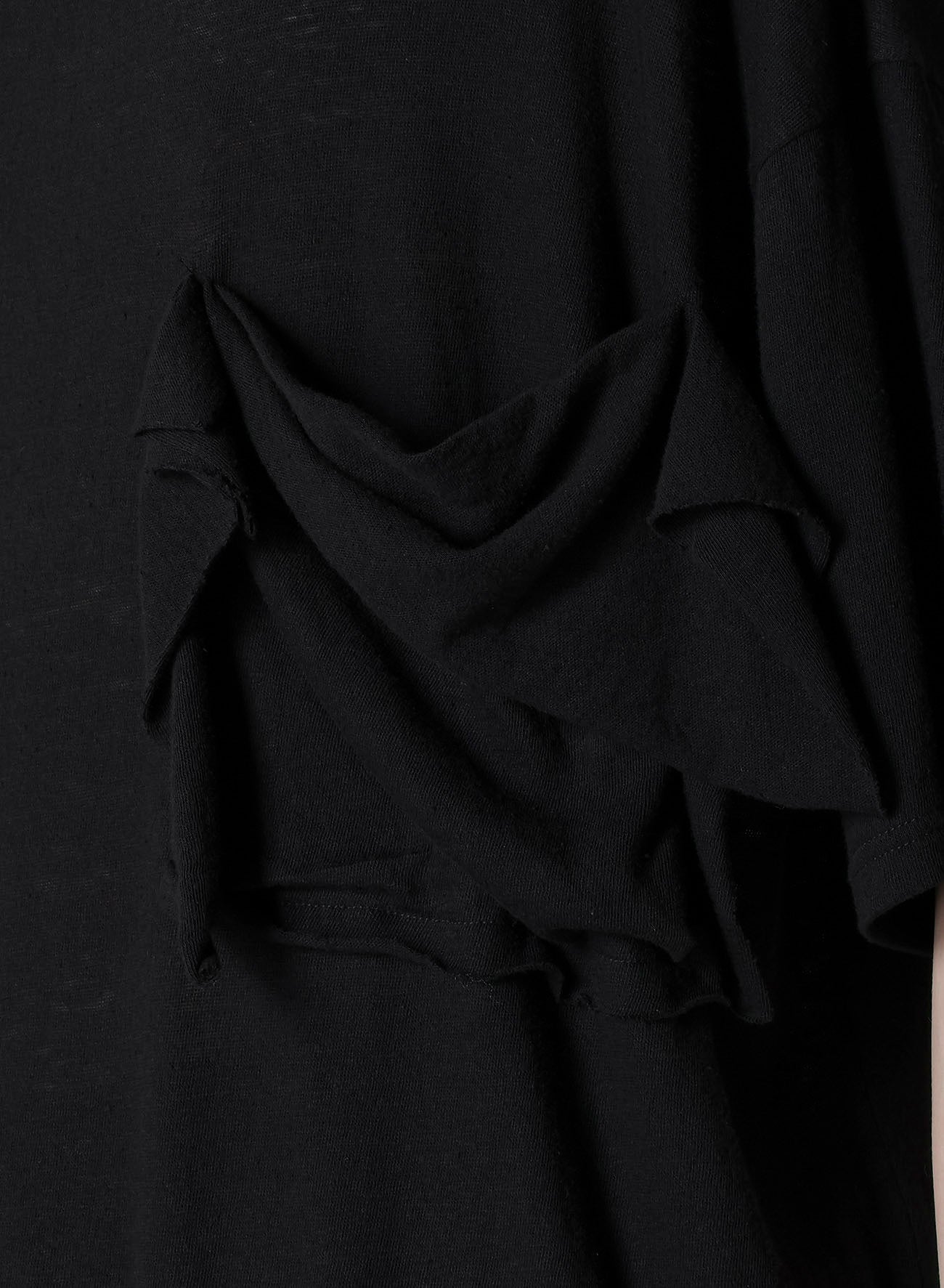 COTTON SILK NOIR GAUZE JERSEY POCKET DETAIL SHORT SLV T